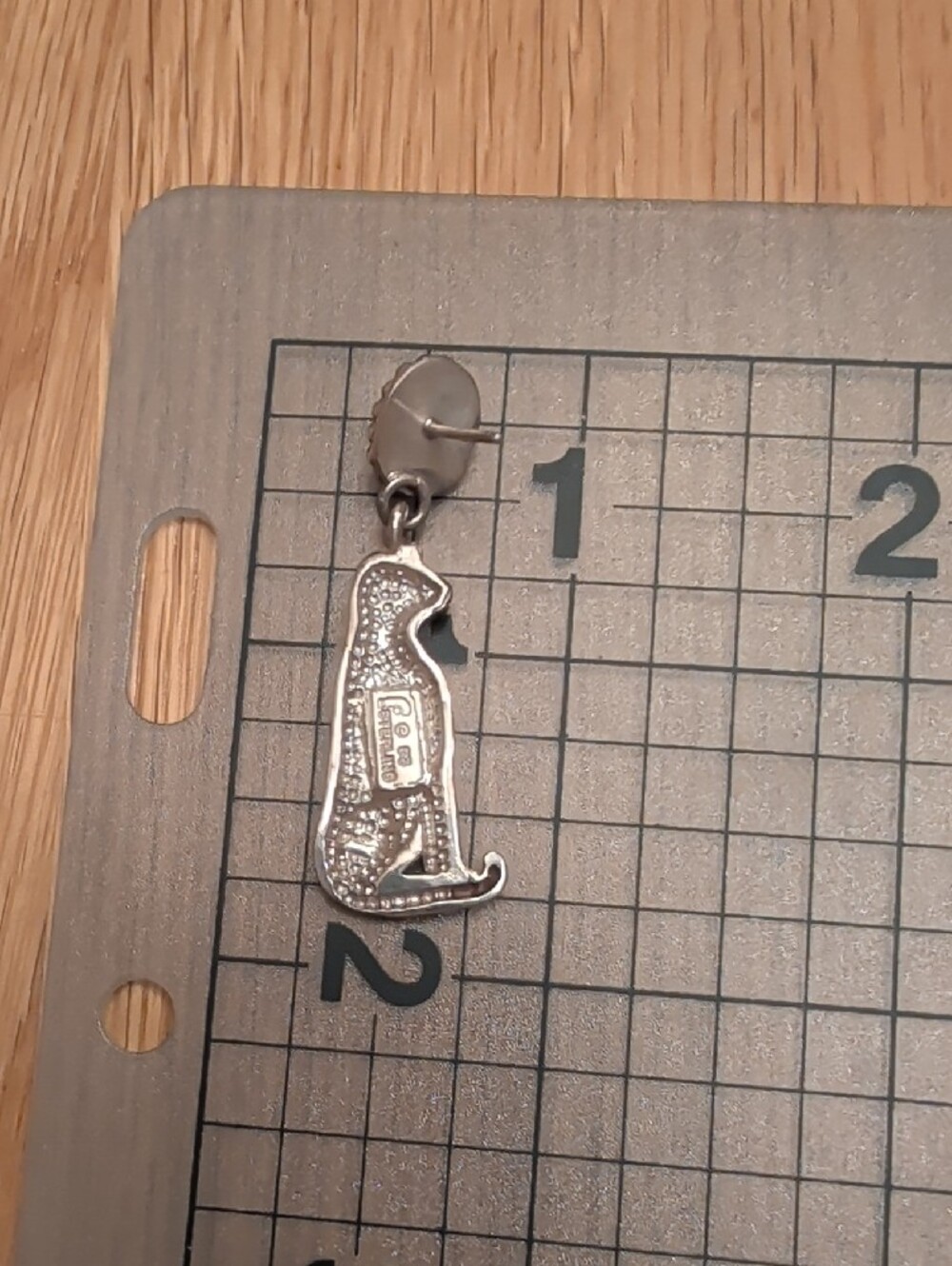 Sterling Silver Cat Dangle Earrings with Blue Stone - Picture 5 of 8